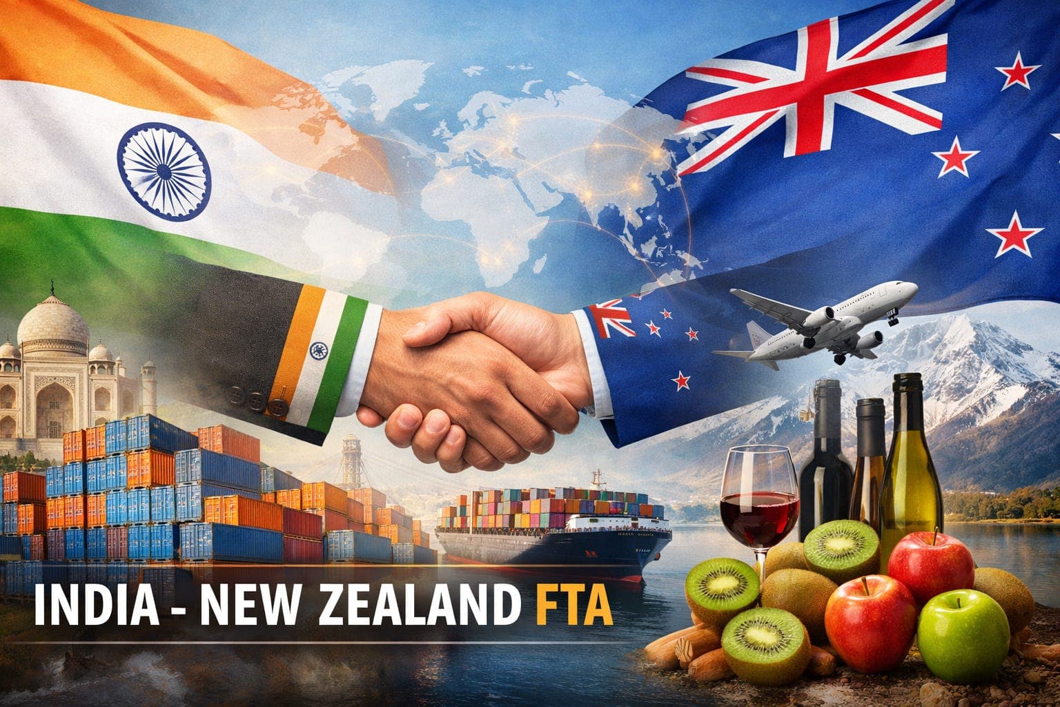 भारत-न्यूज़ीलैंड FTA: 5 बिलियन डॉलर व्यापार और 20 बिलियन निवेश का ऐतिहासिक समझौता